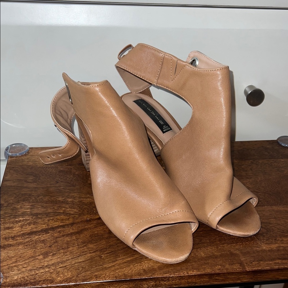 Steven By Steve Madden Camel Peep-Toe Heels